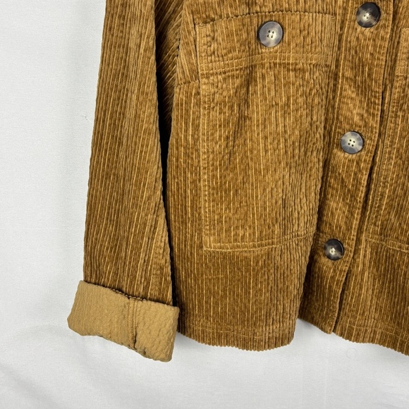 J. Jill Womens Corduroy Shirt Shacket Jacket Sz M Tan Lightweight Cropped Grunge - Picture 3 of 11